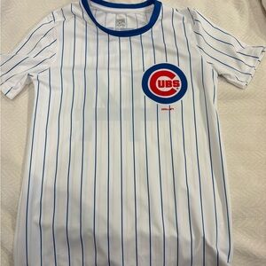 Chicago Cubs Kids Striped White and Blue Jersey Rizzo 44 Size M 10-12 Years